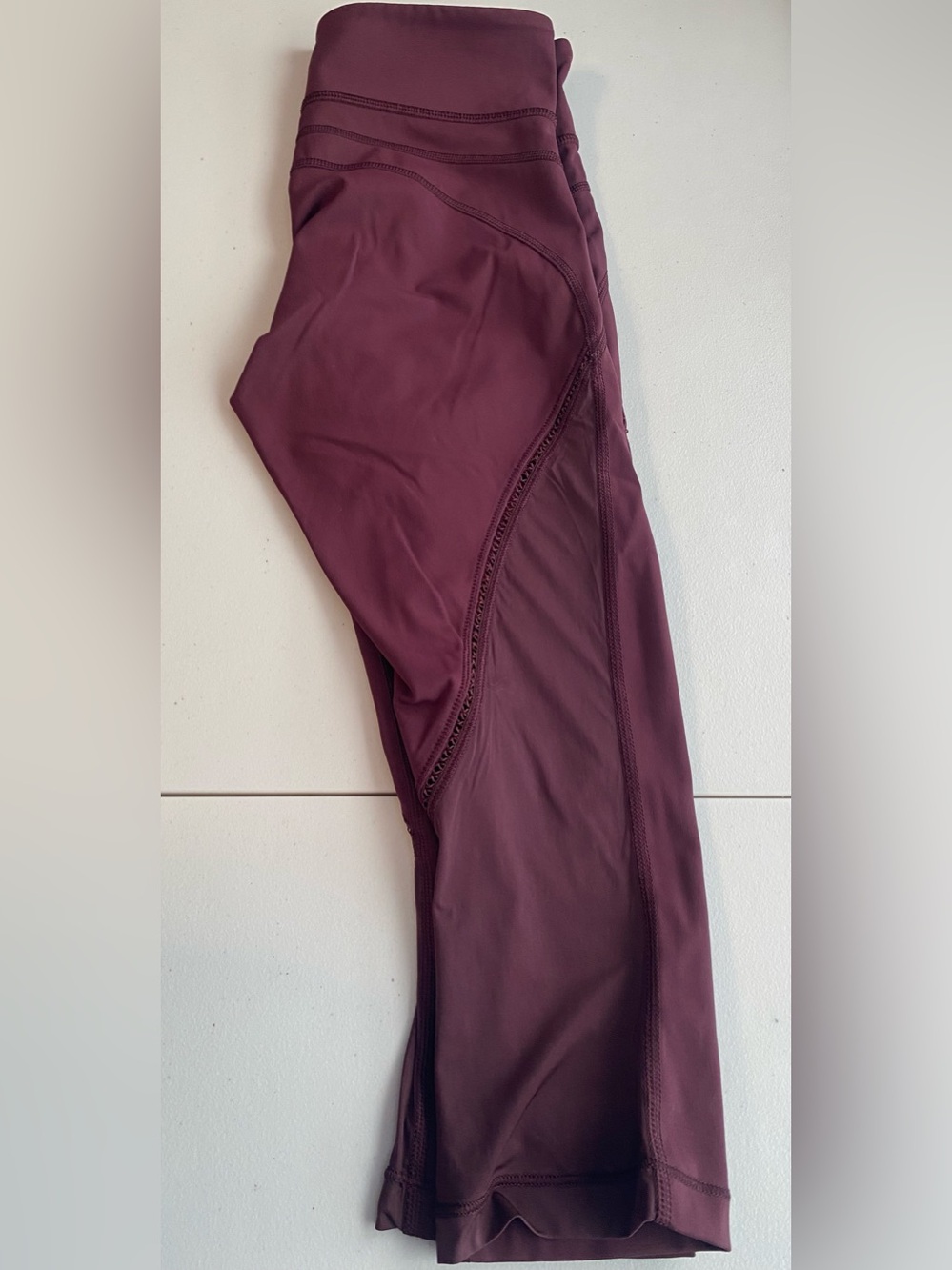 Lululemon High Times Mesh Panel Crop Leggings Burgundy 4